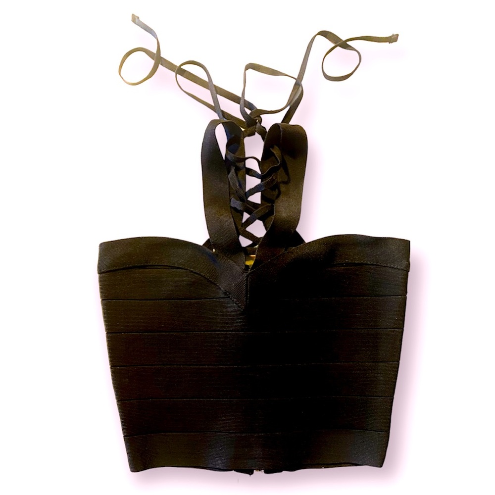 Bebe Bandage Crop Halter Top